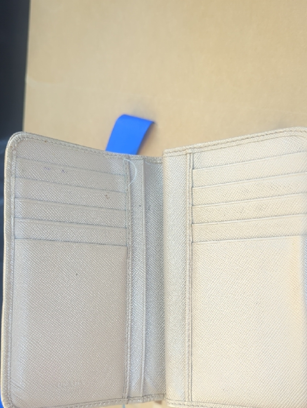 Prada Metallic Taupe Zip-Around Wallet with Gold Logo - Picture 4 of 5